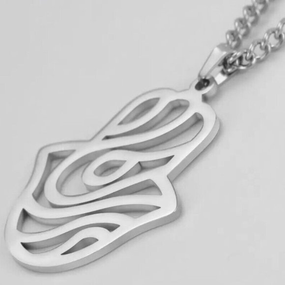 Hamsa Hand Pendant Necklace Kabbalah Amulet - Modern Good Luck Symbol Jewelry - Picture 6 of 6